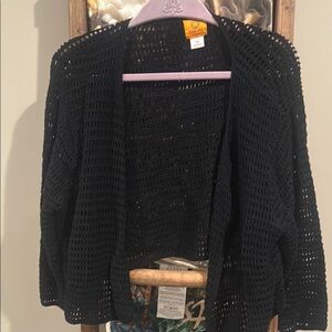 Black Chunky Knit Open-Front Cardigan